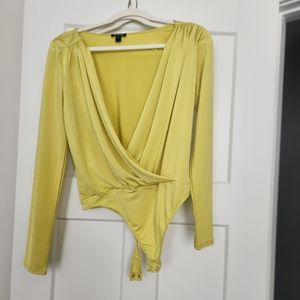 Express chartreuse body suit size medium